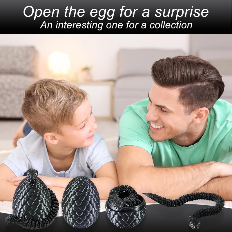 Joycabin 3D Printed Snake Toy, Easter 3D Printed Dragon Egg