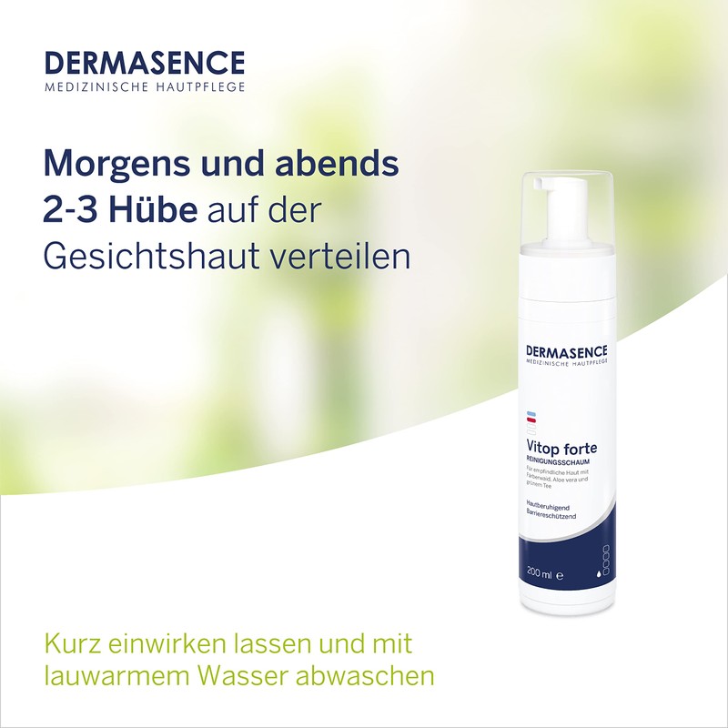 DERMASENCE Vitop Forte Cleansing Foam, 200 ml - Mild, Soap-free