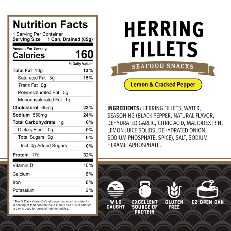 Brunswick Herring Fillets in Lemon & Cracked Pepper, 3.53 Oz