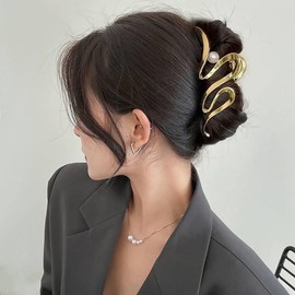 JUSTUSNX Metal Hair Claw Clips, Silver Wave Hair Jaw Clips, Vintage Shark Claw Clips Clamp, Headdresses, Hair Styling Accessories for Women and Girls, Thin Thick Hair (A)