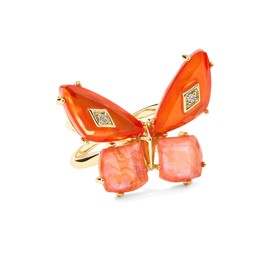 Kendra Scott Womens Bianca Butterfly Cocktail Ring Gold Orange Mix 8 One Size