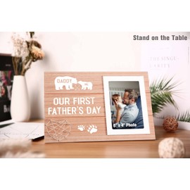 Sioial First Father's Day Gift for Dad from Baby Daughter Son-Father's Day Picture Frame Gifts for Bear Daddy-New Dad Presents-Bear Daddy Photo Frame Presents
