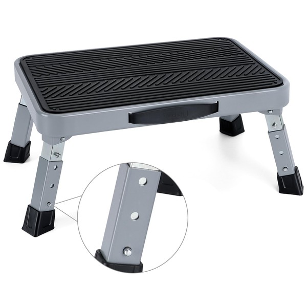 Height-Adjustable 7"- 9" Folding Step Stool with Non-Slip Platform 10" x 15" - Portable Step Ladder for Adults and Kids - Perfect for Office, Kitchen, Home - Sturdy - Supports up to 330 Lbs
