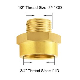 Joywayus 3/4" NPT Thread Female × 1/2" G Thread Male Brass Pipe Fitting Adapter
