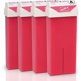 Depilève Roll-On Wax in Pink - Rolling Waxing Stick - Hair Removal Wax Cartridge, Depilatory Wax Roller Refill for Legs and Arms, Feet, Back, and More - 100 ml - Pack of 4