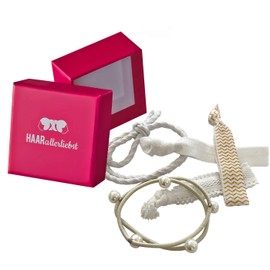 HAARallerliebst Hair Bobbles Bracelets (Pack of 5) with Storage Box (Pink - White)