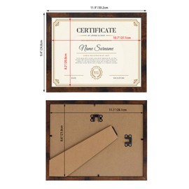 Wtrgas 1 Pack 8.5x11 Picture Frame for Tabletop and Wall, 8.5 by 11 Rustic Brown Photo Frame for Horizontal and Vertical Display