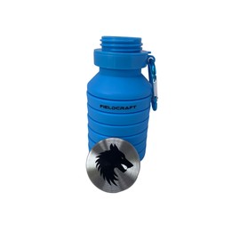 FIELDCRAFT Collapsible Silicone Water Bottle, BPA Free, Foldable, Leak Proof with Carabiner (Blue)