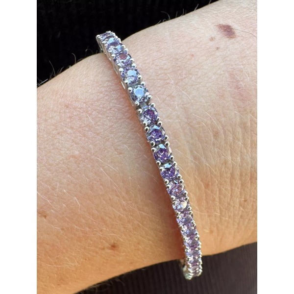 Harlembling 3mm Purple CZ Tennis Bracelet Real Iced 925 Sterling