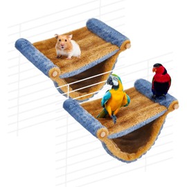 Ribbonlic 2 Pcs Winter Warm Rat Hammock Double Layer Pet Ferret Hammock Hanging Soft Plush Guinea Pig Bunk Bed for Cage Sleep Chinchilla Squirrel Hamster Mice Birds Small Animals Hideaway Hideout