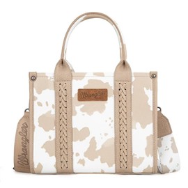Wrangler Dreamy Cow Print Concealed Carry Tote/Crossbody:_Tan