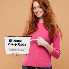 CQM Human Sunshine Definition Inspirational Makeup Bag Sunshine Gifts Positive Cosmetic Bag Thank You Gifts for Women Coworker Teacher Mentor Manager Travel Toiletry Bag Christmas Birthday Gifts