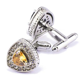 S&W SHLAX&WING Cufflinks for Men Triangle Yellow Crystal Men's Cuff Links Gift