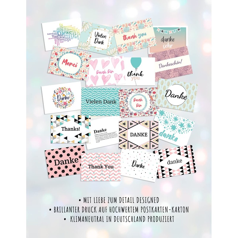 Friendly Fox Dankeskarten, 20x Danke Postkarten in DIN A6, Karte