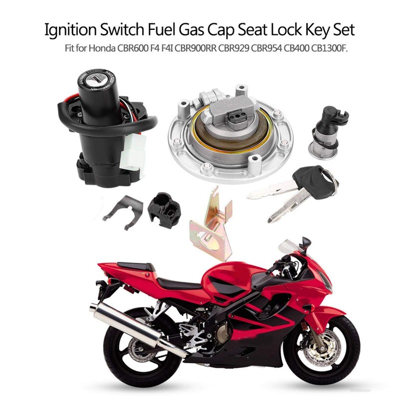 Qiilu Ignition Switch Fuel Gas Seat Lock Key Set for