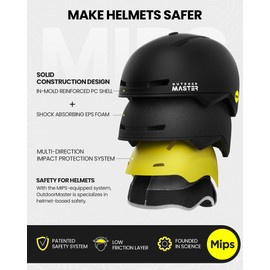 OutdoorMaster Diamond II MIPS Ski Helmet with Ski Goggles PRO Set - Adjustable Fit Snowboard Helmet and Snow Goggles Set - Snow Sport Helmet for Men, Women & Youth - Matte Black, S