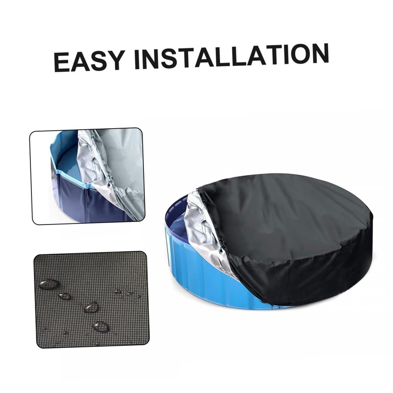 BESPORTBLE Outdoor Folding Round Pool Cover Durable Oxford Fabric Black