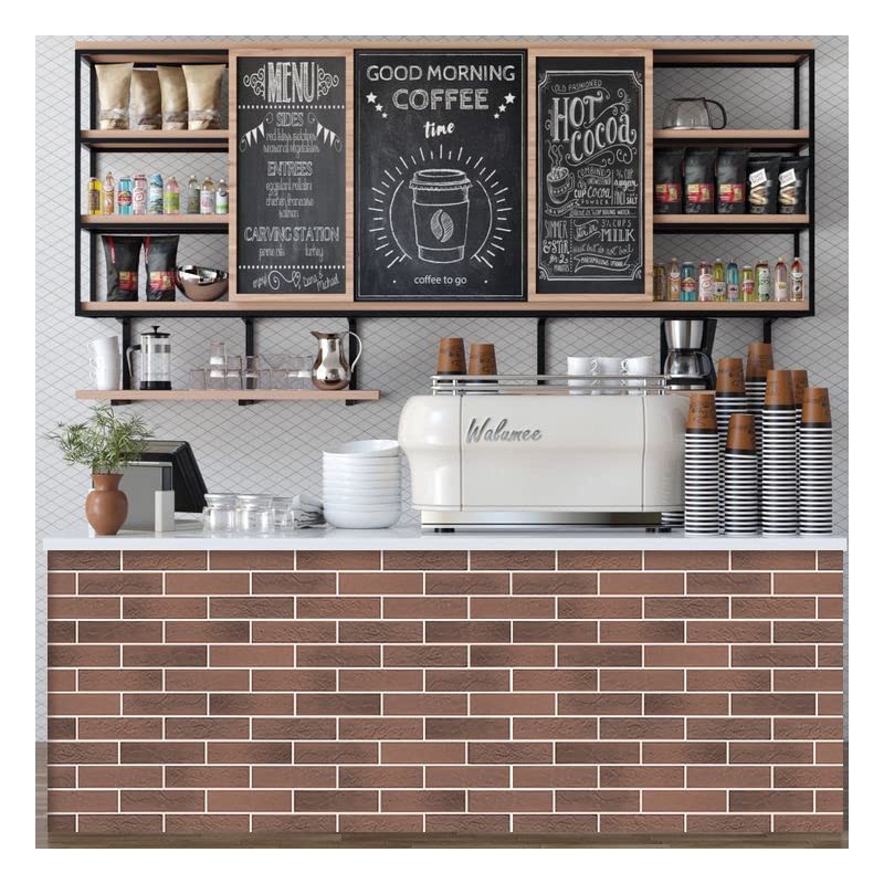 TORURAL 100 Vintage Brown/Red Faux Brick Wall Tiles, 3D Thin