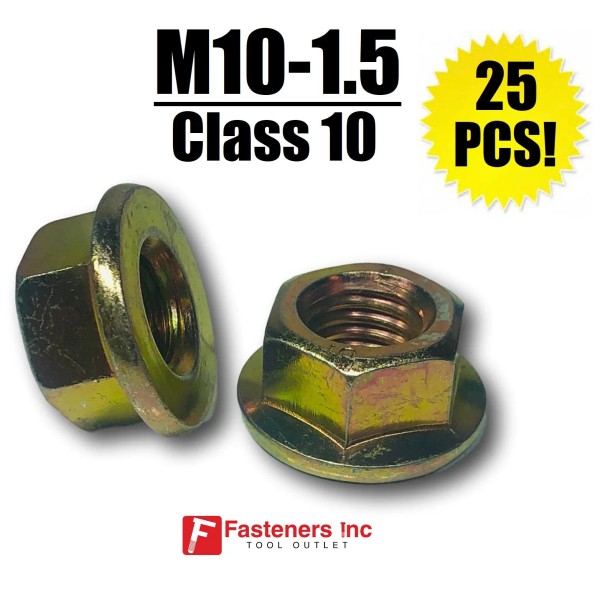 Redding Fasteners (QTY 25) M10-1.5 Metric Hex Flange Nuts Class