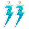 Lightning Bolt Earrings w/Glitter Sparkle Sequins Inside (Light Blue)