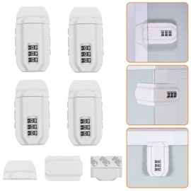4 PACK Child Proof Sliding Cabinet Door Combination Locks Baby Safety Cupboard Locks with Three Locking Tongue, 3-Digit Code Security for Swinging/Sliding Door, Drawer, Cupboard, Locker, Closet