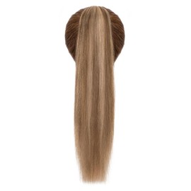 TESS Human Hair Claw Clip Ponytail Extension Real Remy Hair long ponytail extension for Women Straight, 22 Inch, Chocolate Brown Mixed Light Brown