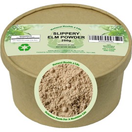Natural Health 4 Life 100% Pure Inner Bark Slippery Elm Powder 250 g in Recyclable Tub (1 Tub)