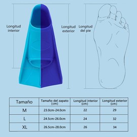 WIVIEW Aletas Natacion, Aletas Cortas Natacion con Capa Protectora, Aletas Ergonómicas de Natación y Buceo, Aletas Ligeras de Entrenamiento de Buceo para Adultos Hombre y Mujer, Talla M