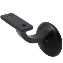 Stone Harbor Hardware Heavy-Duty Aluminum Handrail Bracket with 2-1/8" Round Base, Matte Black