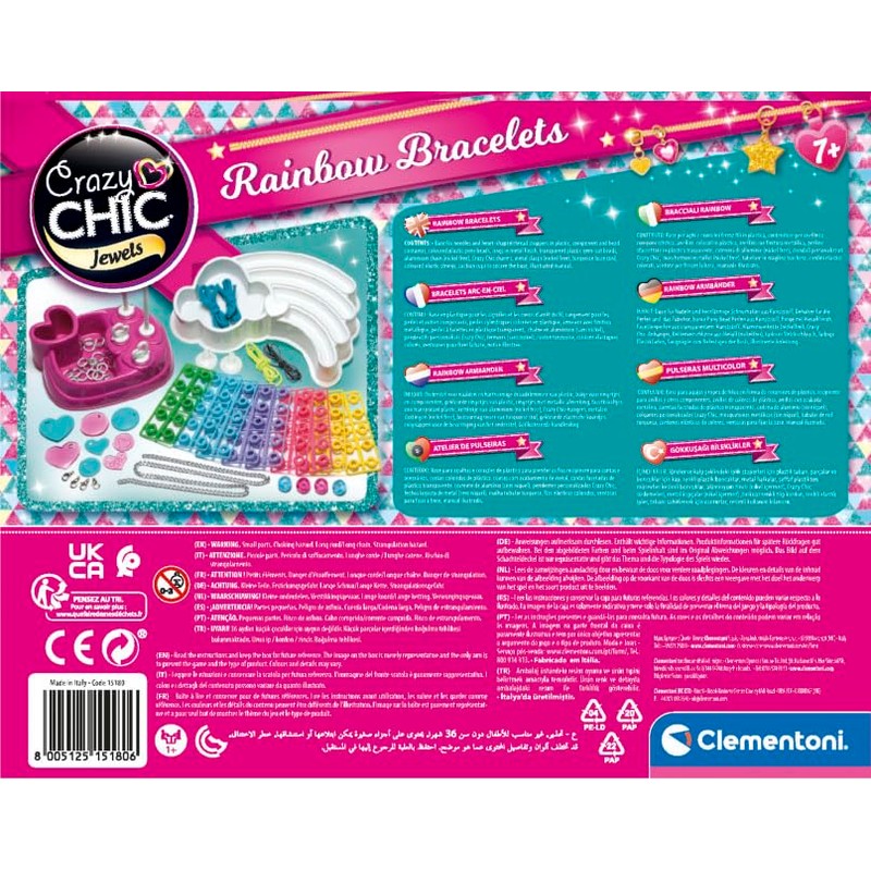 Clementoni Crazy Chic - Rainbow Bracelets, Giochi Creativi per Bambini