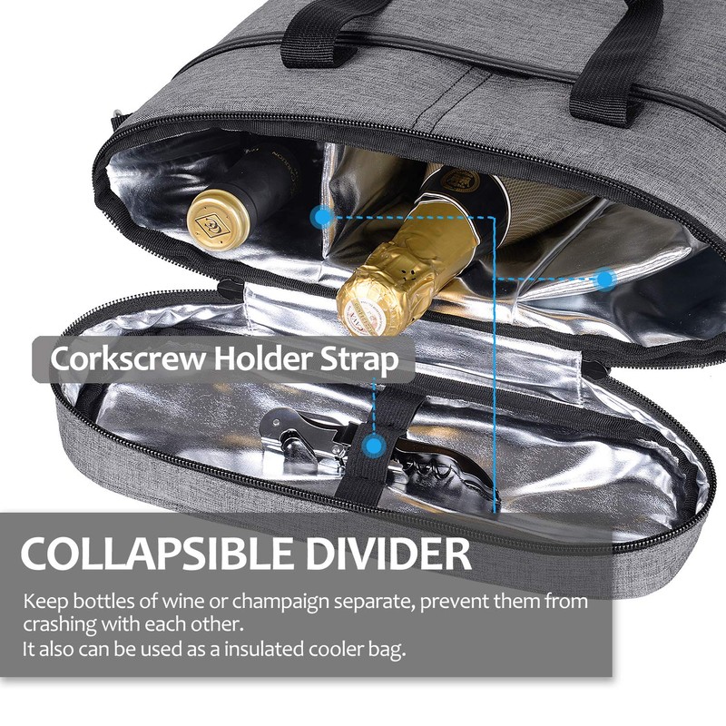 Tirrinia Insulated Wine Gift carrier - 3 Bottle Travel Wine