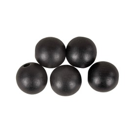 Rayher 63077576 Wooden Balls Drilled FSC 100% Matt 30 mm Diameter Black Pack of 4 Normal