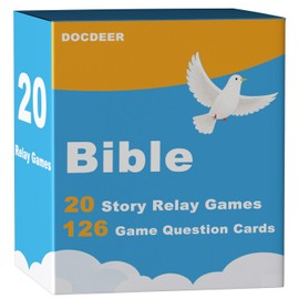 Docdeer 20 Famous Bible Story | 126 Bible Quiz Question Game Cards | Bible Relay Trivia Board Games Cards | Bible Study & Biblical Knowledge Trivia, Christian Gifts for Women Men & Families
