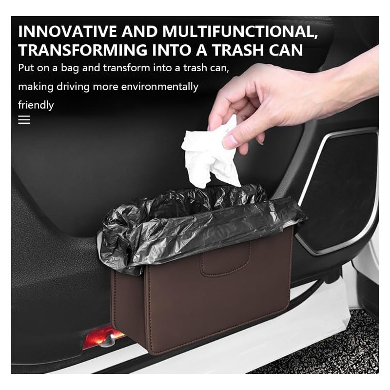 TSUGAMI Car Door Trash Can, PU Leather Car Garbage Bin,