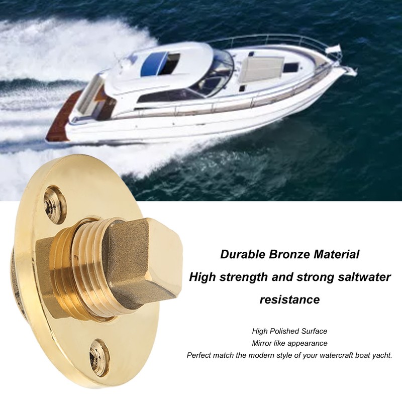 Marine Drain Plug Kit 25mm/1in Mounting Hole Bronze Mirror Polished