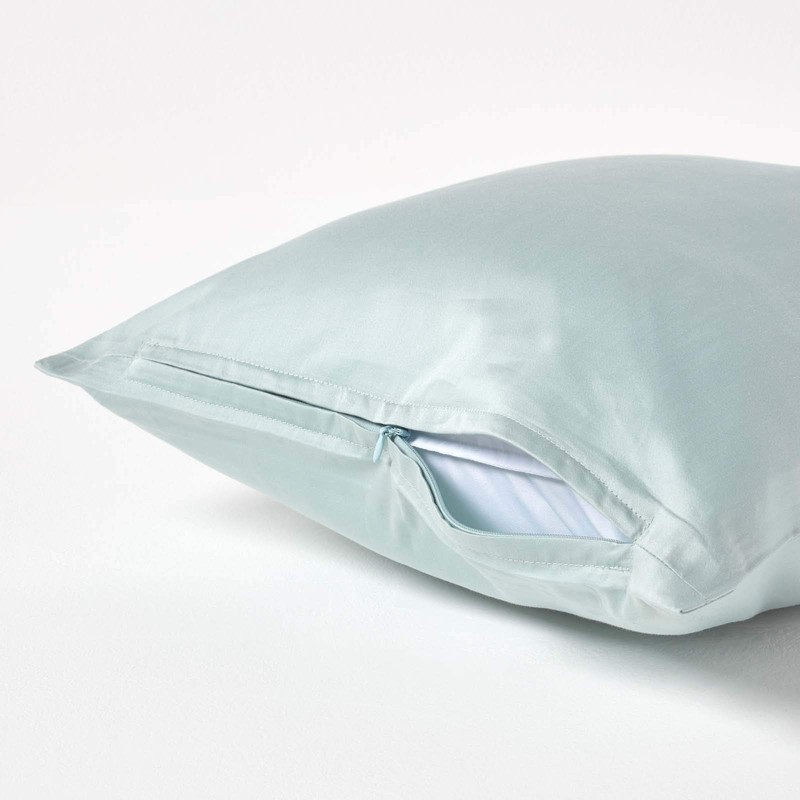 HOMESCAPES Blue Organic Cotton Euro Size Pillowcase 40 x 40