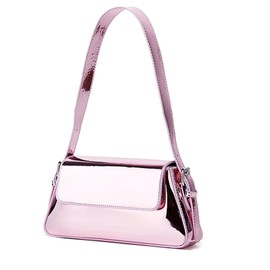 WELLATENT Silver Bag Evening Clutch Bag Sparkly Satchel Patent Leather Y2K Handbag Crossbody Metallic Purses for Party., Handbag2301-pink01