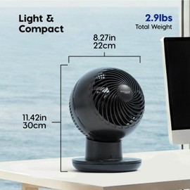 IRIS USA WOOZOO Air Circulator Fan with Remote, Oscillating, 8 Speeds, 82ft Max Air Distance, 120° Adjustable Tilt, Ultra Quiet Motor, Small Fan for Bedroom, Office, Dorm, Black
