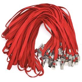 Bird Fiy Red Lanyards 100 Pack Bulk Badge Lanyards with Clip Neck Flat Lanyard with Badge Lanyard Bulldog Clip