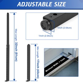 Wintcomfort Adjustable Window Security Bar, Heavy Duty Sliding Window Security Lock for Window Safety, Patio Door, Apartment Vertical and Horizontal Window Safety Bar Extends Form 17-32 in (Black)