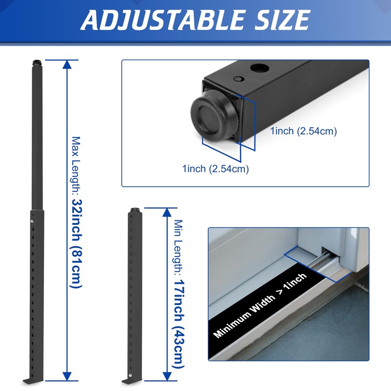 Wintcomfort Adjustable Window Security Bar, Heavy Duty Sliding Window Security