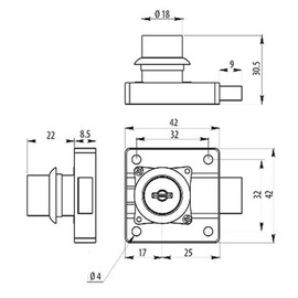 So-Tech® Furniture Lock 138 Screw-On Cabinet Lock with 2 Keys