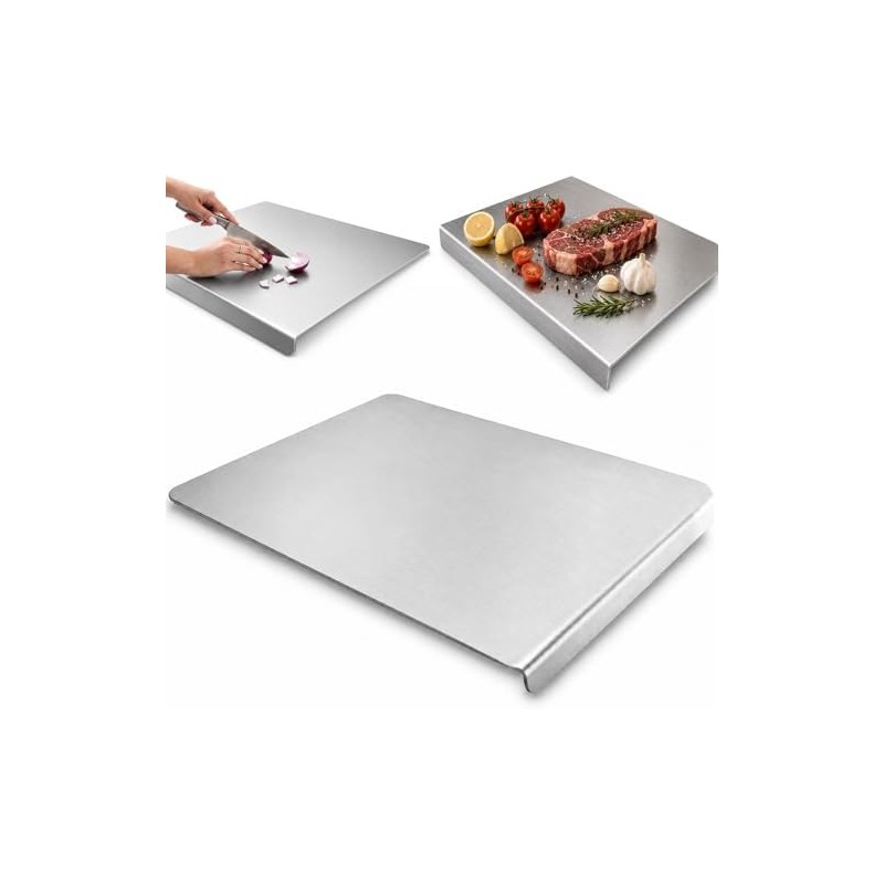 Tabla de Cortar de Acero Inoxidable con Borde 90° Anti-Deslizante