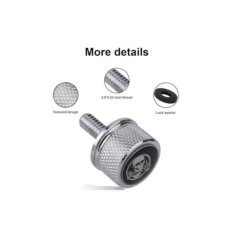 Motorcycle Rear Mudguard Seat Screw, Skull Design 1/4"-20 Thread Seat