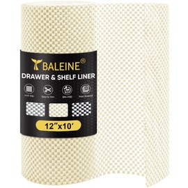 BALEINE Cabinet Liner, Drawer Liner, Shelf Liners for Kitchen Cabinets Non-Ahesive, Non-Slip Protect Desks, Cupboard, Drawers, Shelves, Tableware (12 in x 10 Ft, Beige)