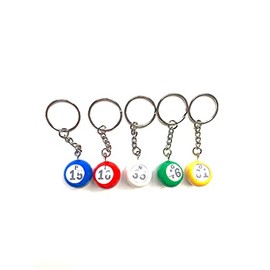 Mini Bingo Ball Keychains- Set of 5- B-I-N-G-O- Random Numbers