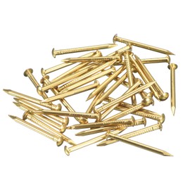 sourcing map 35Pcs Small Tiny Nails 1.5x20mm(DXL) Tiny Brass Nails Hardware Round Head Brass Nail for Wooden DIY Projects Decorative Boxes Household, Brass Tone