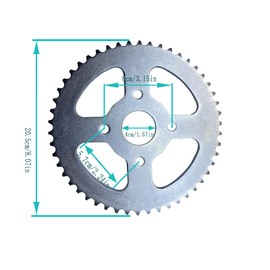 QYMOTO 50T Sprocket 420 Chain CT200U Rear Sprocket 50 Tooth 4 Hole for Coleman CT200U-EX,BT200X,MB165 MB200 Axis M200 Massimo MB165 MB200 Mini Bike