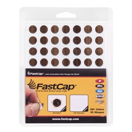 FastCap 1/2" (13mm) Screw Hole Covers. Made from Prefinished Real Wood with Ultra-Bond PSA Super Thin Adhesive. Made in USA. Walnut Color. (56 Round Stickers on Each Sheet - Retail Pack of 5 Sheet)