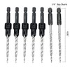 Saipor 5pcs Wood Countersink Drill Bit Set with 2pcs Counter